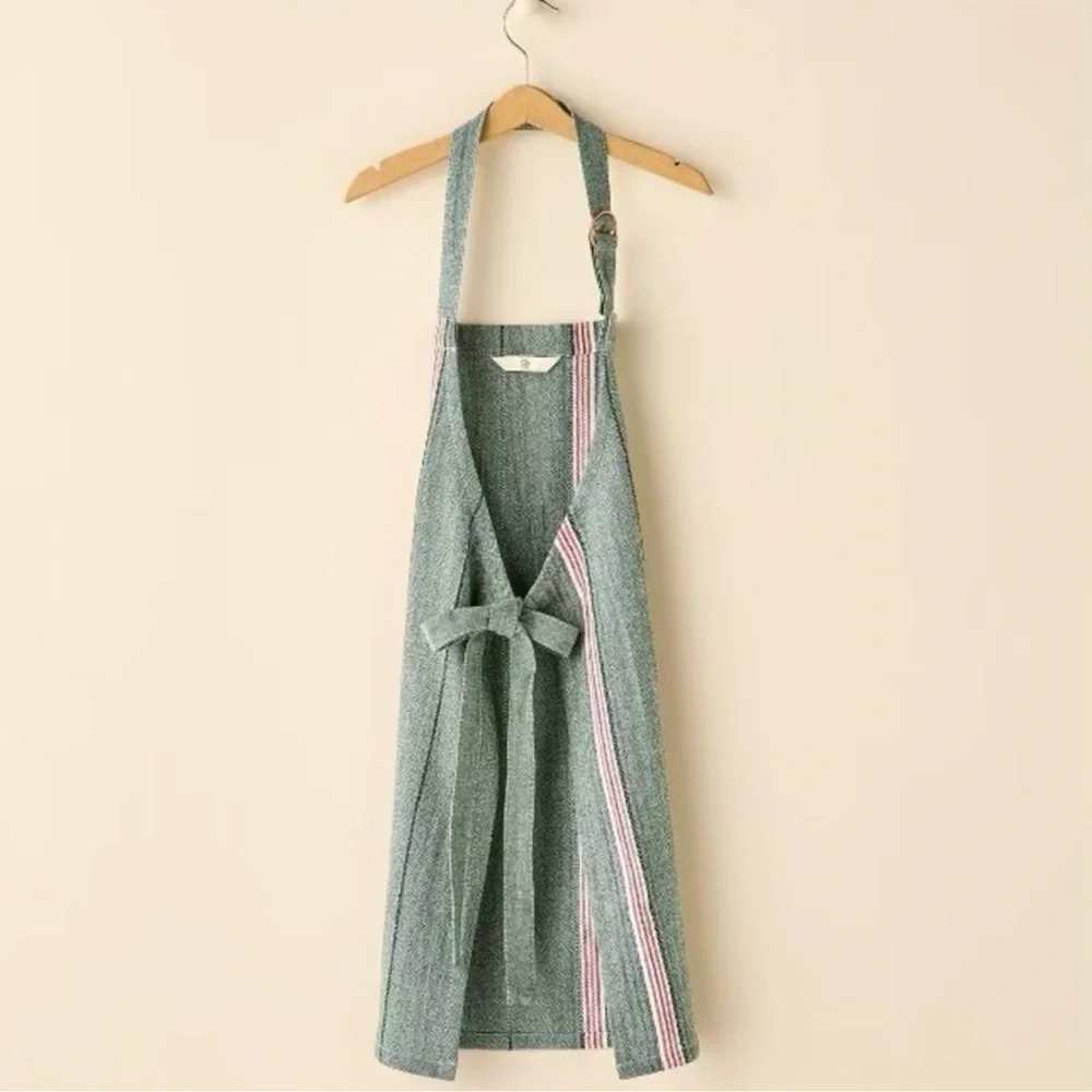 Hearth & Hand Magnolia Christmas Holiday Baking Kitchen Kids Green Stripe Apron